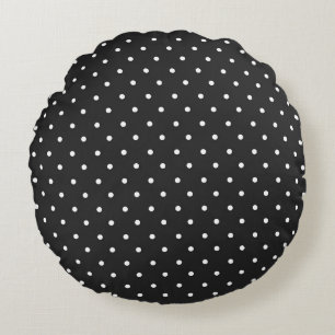 Seamless black and white polka dot pattern round cushion