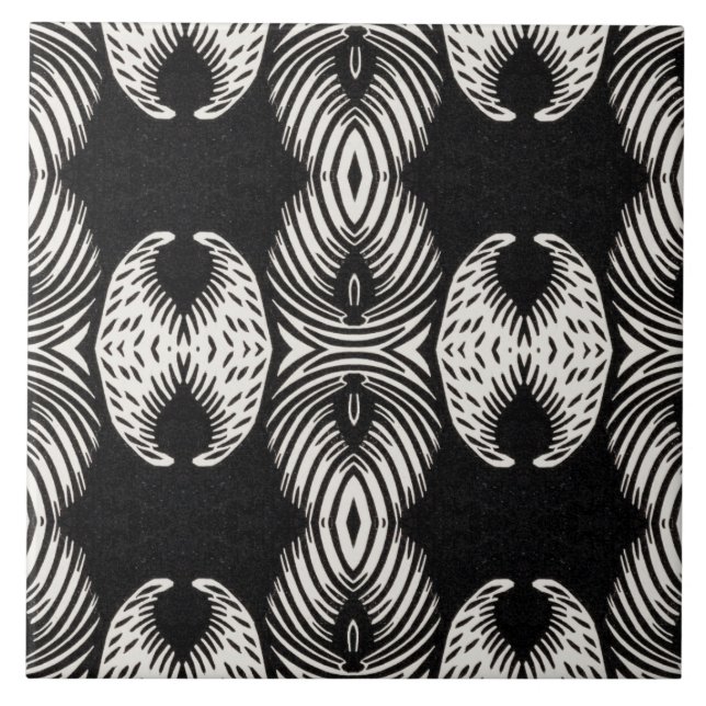 Seamless Black and White Repeating Pattern #10 Tile (Front)