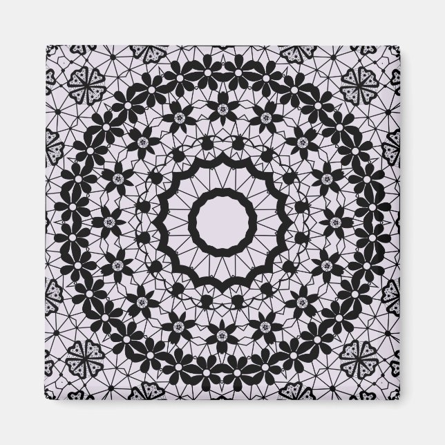 Seamless black lace lacy retro ornamental romantic magnet (Front)