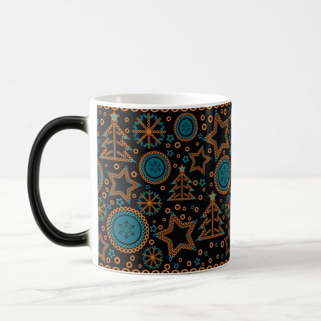 Seamless black Merry Christmas ornamental decor tr Magic Mug (Left)