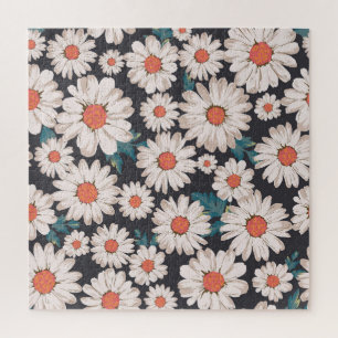 Seamless Blossom Daisy Flower Pattern Jigsaw Puzzle