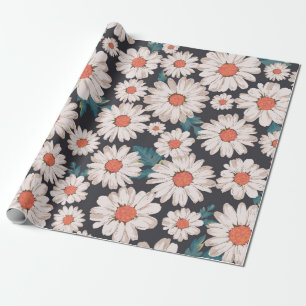 seamless blossom flower, daisy print pattern backg wrapping paper