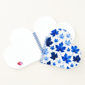Seamless Blue Maple Leaves Pattern - High Resoluti Notebook