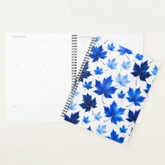 Seamless Blue Maple Leaves Pattern - High Resoluti Planner