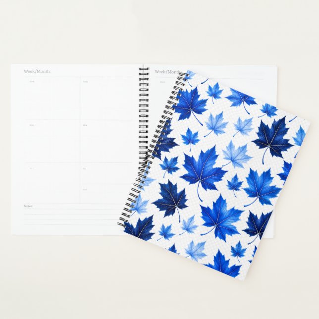 Seamless Blue Maple Leaves Pattern - High Resoluti Planner (Display)