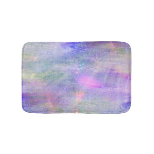 seamless blue, pink background yellow watercolor bath mat
