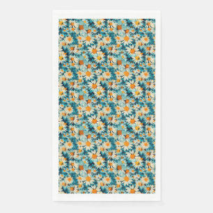 Seamless Blue, White, and Yellow Daisy Flower Napkin