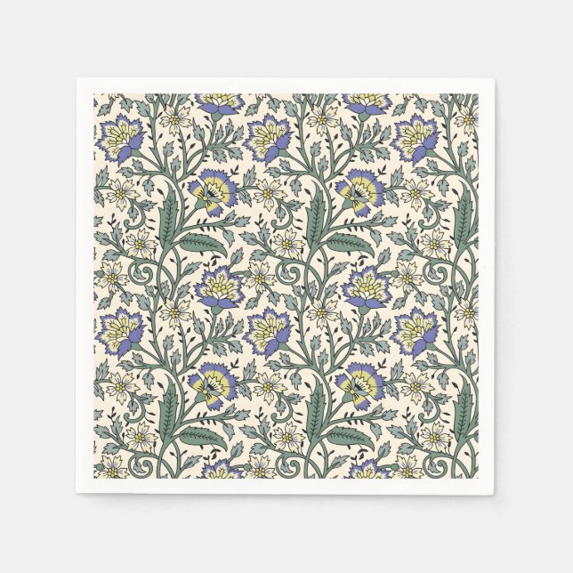 Seamless blue, yellow, and white floral pattern  napkin (Front)
