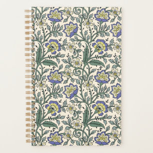Seamless blue, yellow, and white floral pattern planner