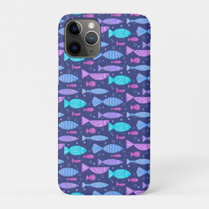 Seamless boho flat pattern with doodle fishes  Case-Mate iPhone case