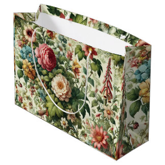 Seamless Botanical Floral Pattern Large Gift Bag