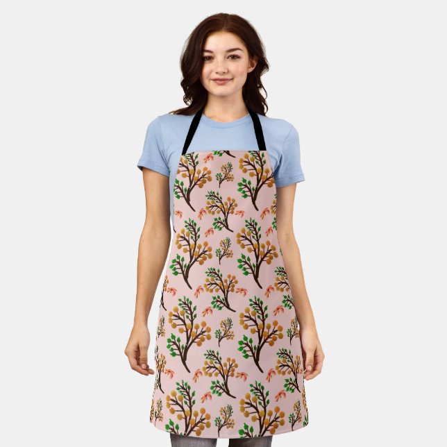Seamless botanical pattern with cute fruit branch  apron (Worn)