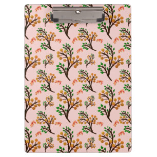 Seamless botanical pattern with cute fruit branch clipboard