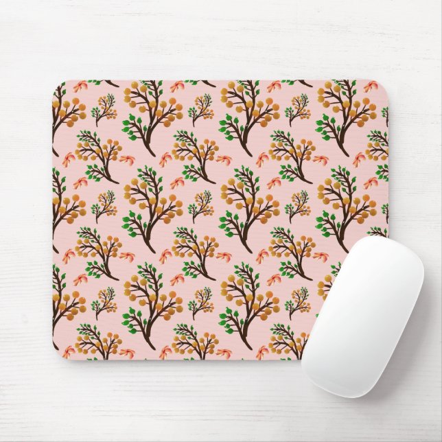 Seamless botanical pattern with cute fruit branch  mouse pad (With Mouse)