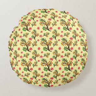 Seamless botanical pattern with cute fruit branch  round cushion