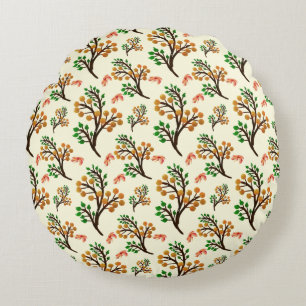 Seamless botanical pattern with cute fruit branch round cushion