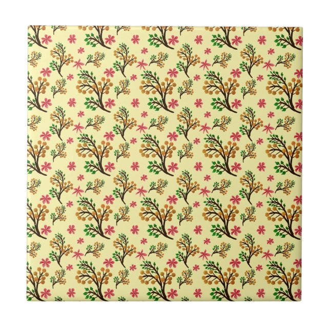 Seamless botanical pattern with cute fruit branch  tile (Front)