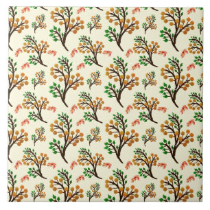 Seamless botanical pattern with cute fruit branch tile