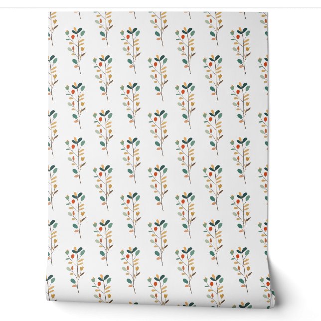 seamless botanical pattern with  cute pastel flowe wallpaper (Unrolling)