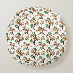 Seamless Botanical Pattern with Flowers   Cute Nat Round Cushion