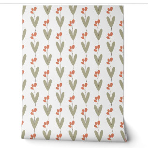 seamless botanical pattern with plants on white ba wallpaper