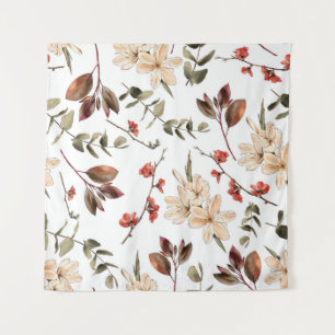 Seamless botanical pattern with white backgroundpa tapestry