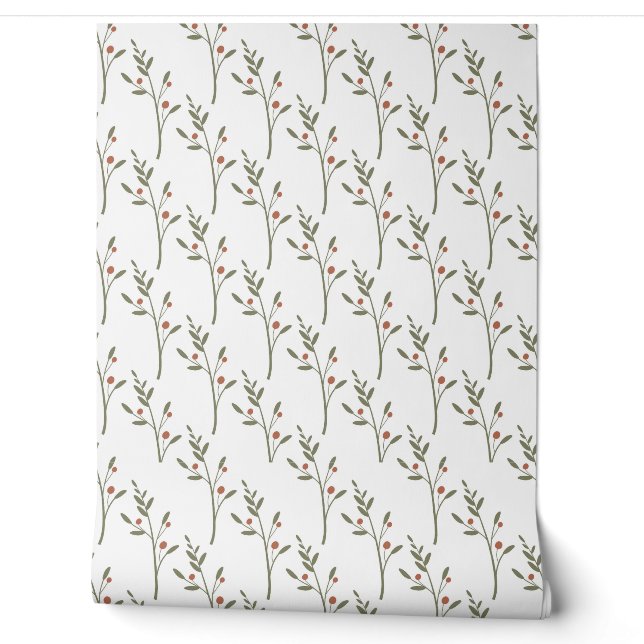 seamless botanical  simple pattern  with plants  wallpaper (Unrolling)