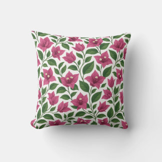 Seamless Bougainvillea Floral Pattern Cushion