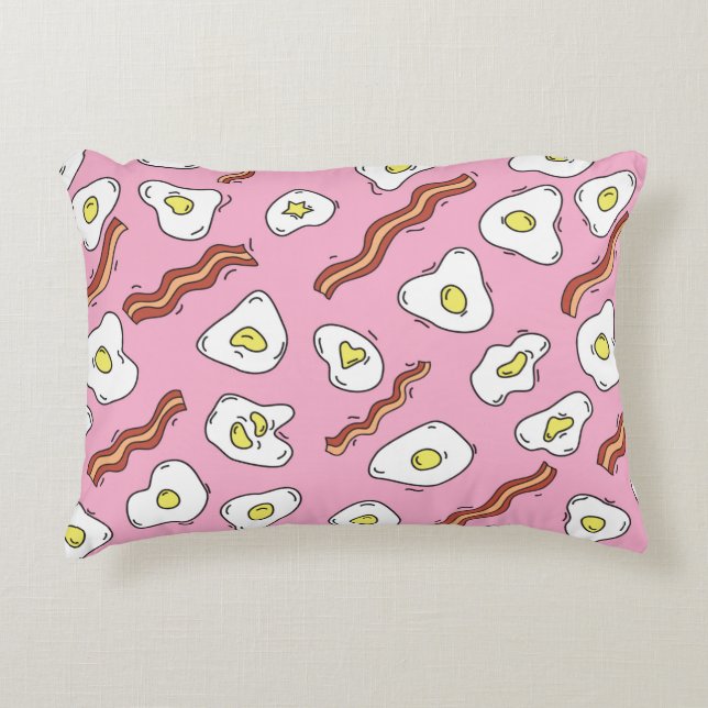 Seamless breakfast pattern with fried eggs and bac decorative cushion (Front)