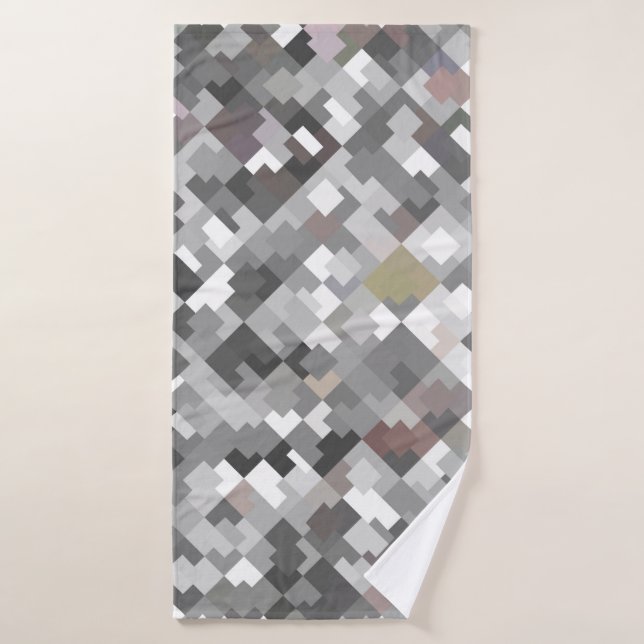 Seamless bright abstract mosaic grey background pa bath towel (Bath Towel)