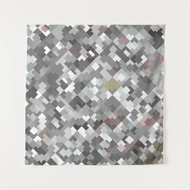 Seamless bright abstract mosaic grey background pa tapestry (Front)