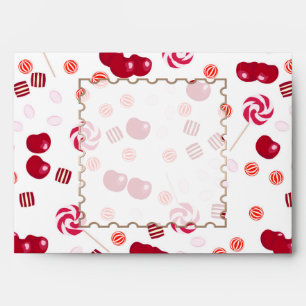 Seamless bright Cherry berry candy lollipops sweet Envelope