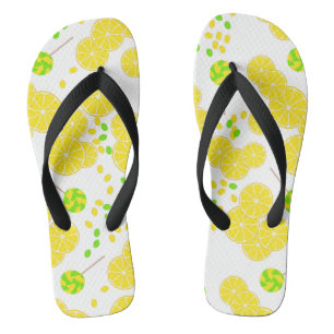 Seamless bright lemon slices candy lollipops sweet jandals