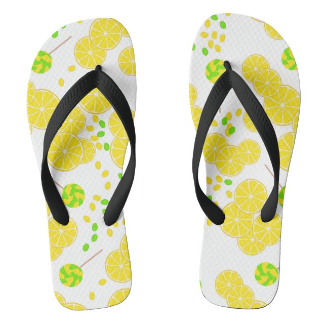 Seamless bright lemon slices candy lollipops sweet jandals (Footbed)
