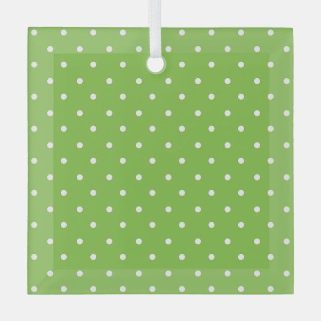 Seamless  bright lime polka dot pattern  glass tree decoration (Front)