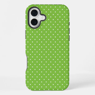 Seamless bright lime polka dot pattern iPhone 16 plus case