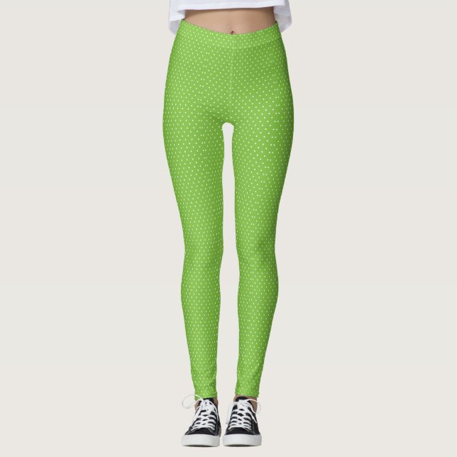 Seamless  bright lime polka dot pattern  leggings (Front)