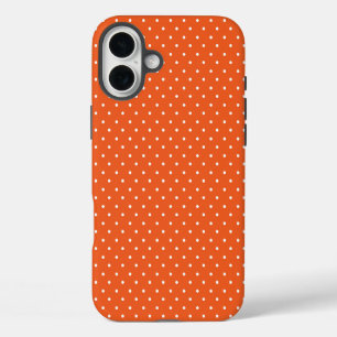 Seamless bright orange background polka dot iPhone 16 plus case