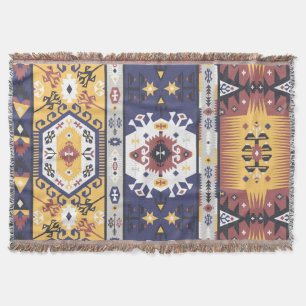 Seamless bright pattern in tribal style throw blanket