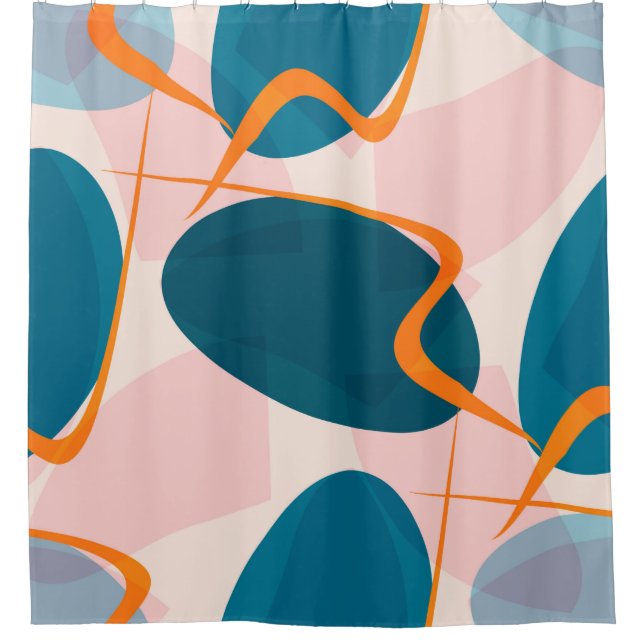 Seamless bright pattern of abstract shapes and twi shower curtain (Front)