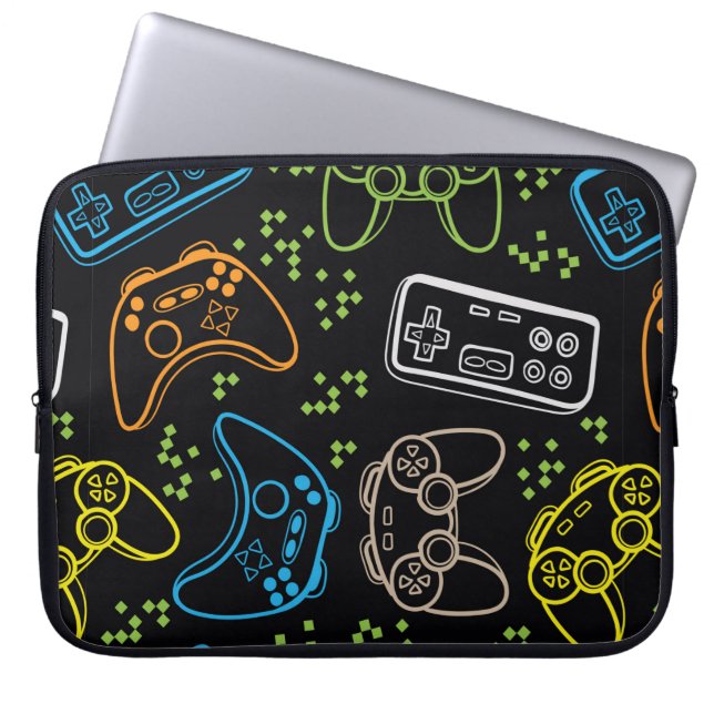 Seamless bright pattern with joysticks. gaming coo laptop sleeve (Front)