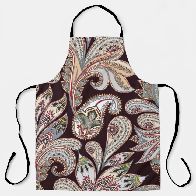 Seamless bright pattern with ornate paisley apron (Front)