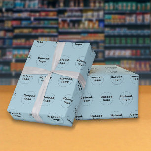 Seamless Business Logo Light Blue Wrapping Paper