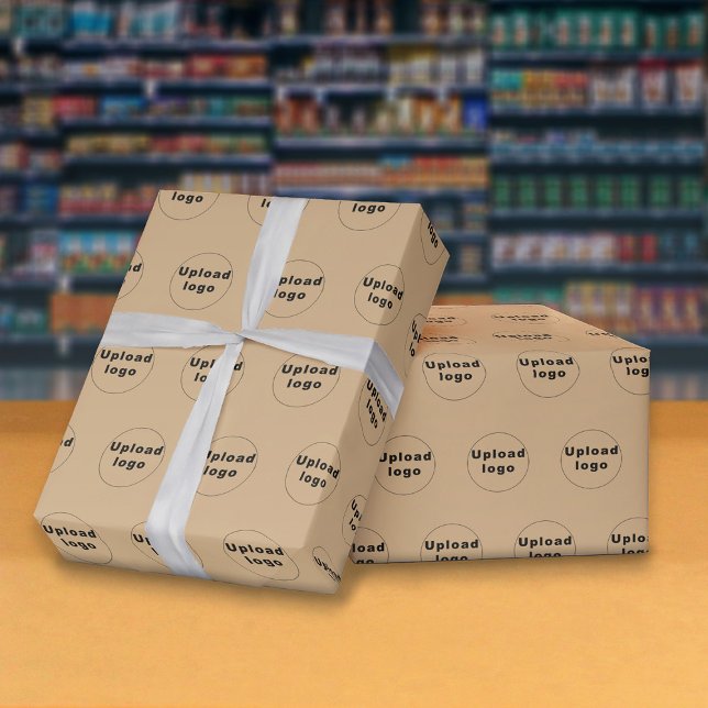Seamless Business Logo Light Brown Wrapping Paper (Seamless pattern of your business logo on light brown wrapping paper.)
