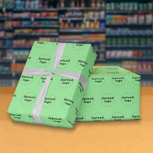 Seamless Business Logo Light Green Wrapping Paper