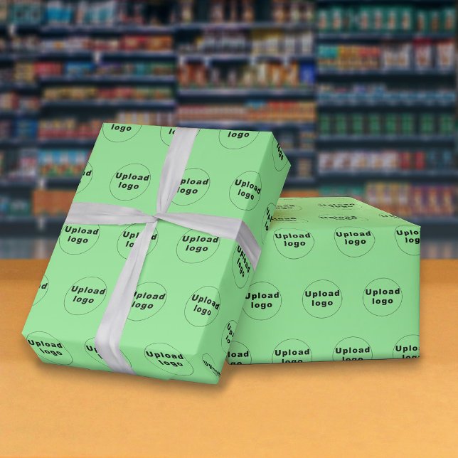 Seamless Business Logo Light Green Wrapping Paper (Seamless pattern of your business logo on light green wrapping paper.)