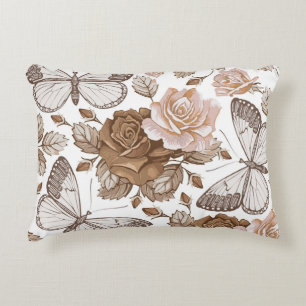 Seamless Butterflies moths insect fly. Flowers pat Decorative Cushion