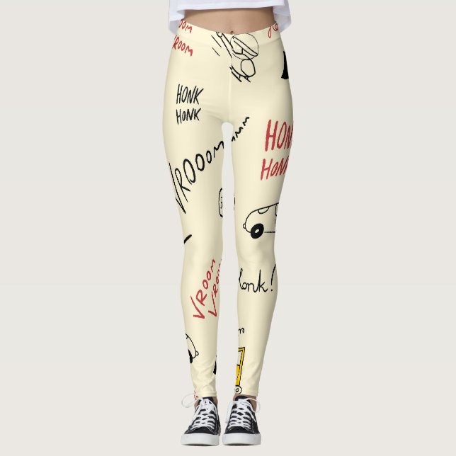Seamless Car Drawings: Kids Bedsheet Leggings (Front)