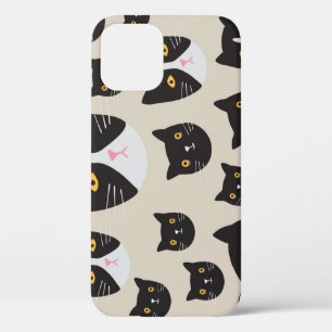 Seamless Cat, Whimsical Pattern Illustration. iPhone 12 Case