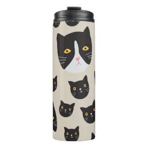 Seamless Cat, Whimsical Pattern Illustration. Thermal Tumbler